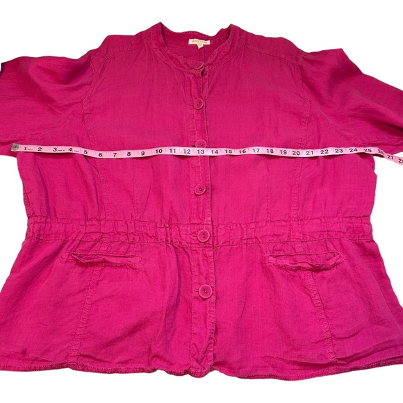 Eileen Fisher Woman | Pink Linen Cinch Waist Jacket Size 3X - Picture 11 of 13